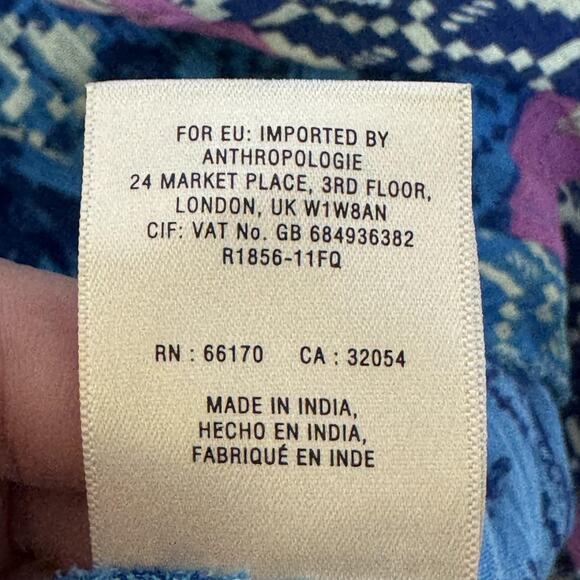 Holding Horses Shift Dress Womens XSP Blue Boho Patchwork Tie Back Anthropologie - Picture 5 of 10